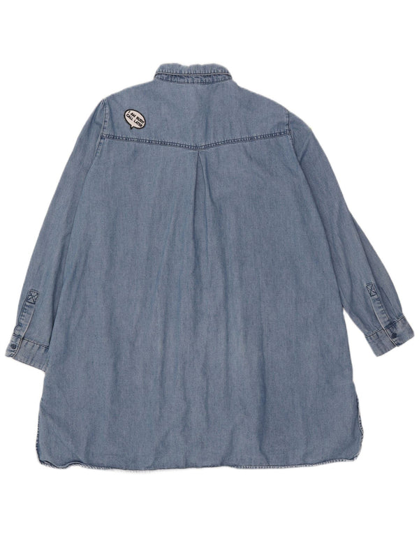 Zara Robe chemise en jean pour femme UK 14 Bleu moyen en coton