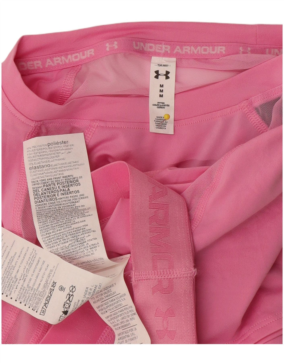 Under Armour Femme Crop Graphic T-Shirt Top UK 12 Rose Moyen Polyester