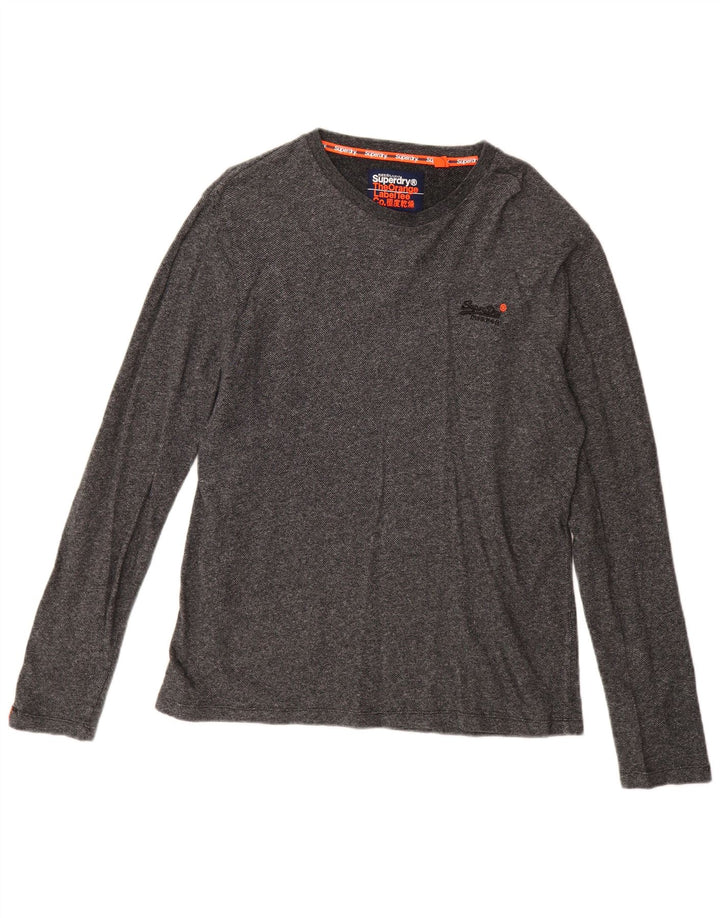 Superdry Haut à Manches Longues XL Gris Moucheté Coton Homme