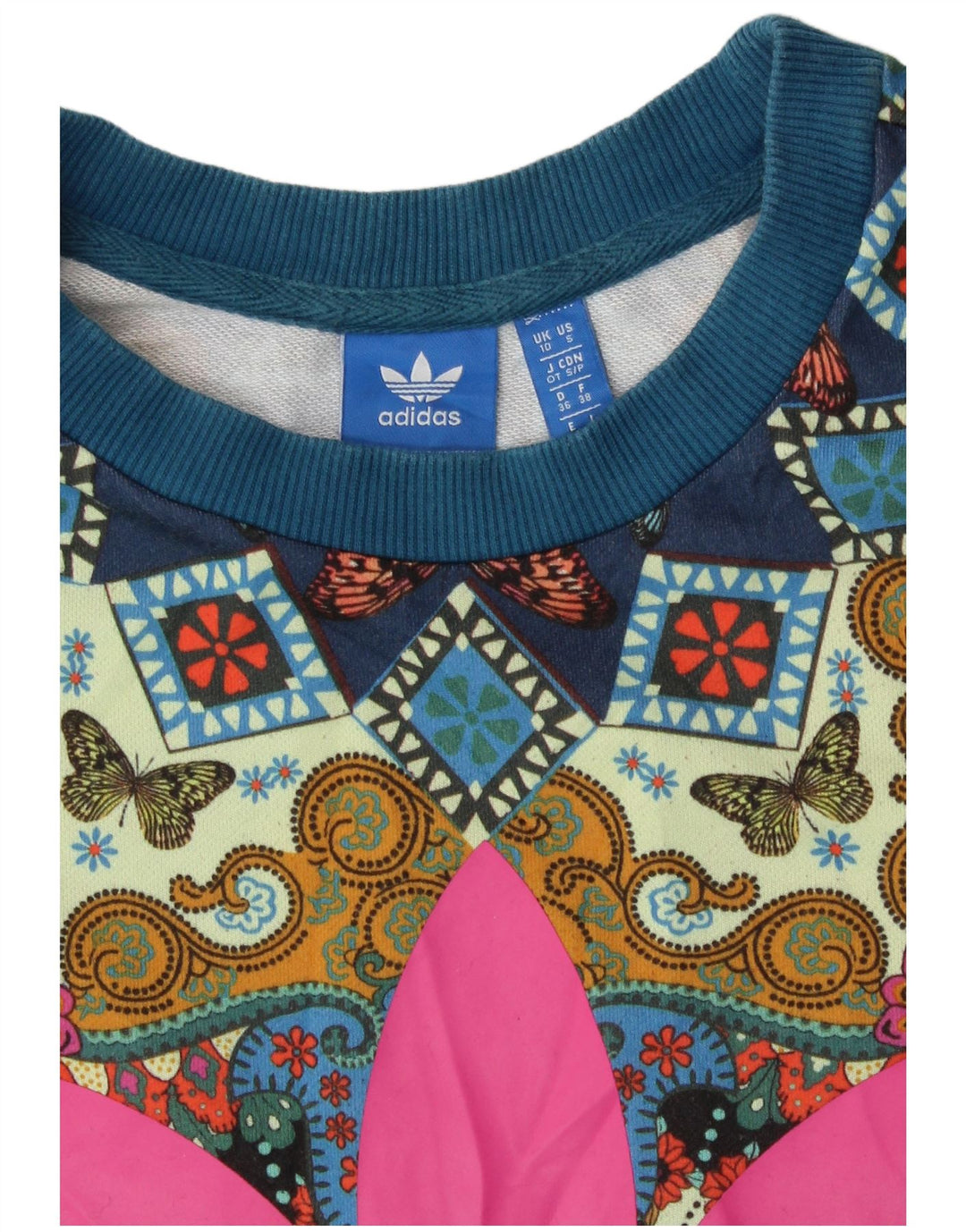 Adidas Sweat-shirt à motif abstrait pour femme UK 10 Petit Bleu Bohème