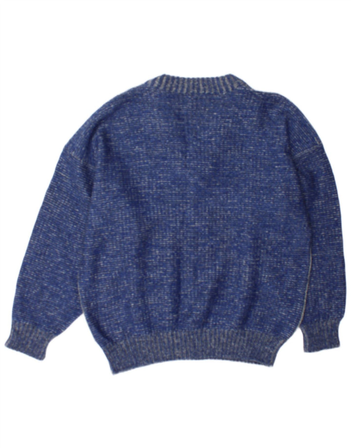 vintage Mens V-Col Jumper Pull Grand Bleu Colorblock