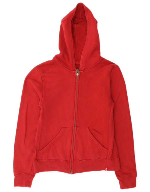 Levi's Pull à capuche court zippé pour femme UK 10 Small Rouge