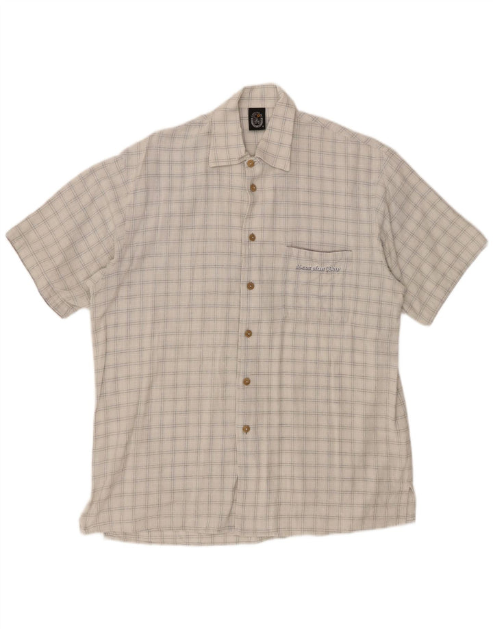 SCORPION BAY Chemise à manches courtes pour homme à carreaux blanc cassé