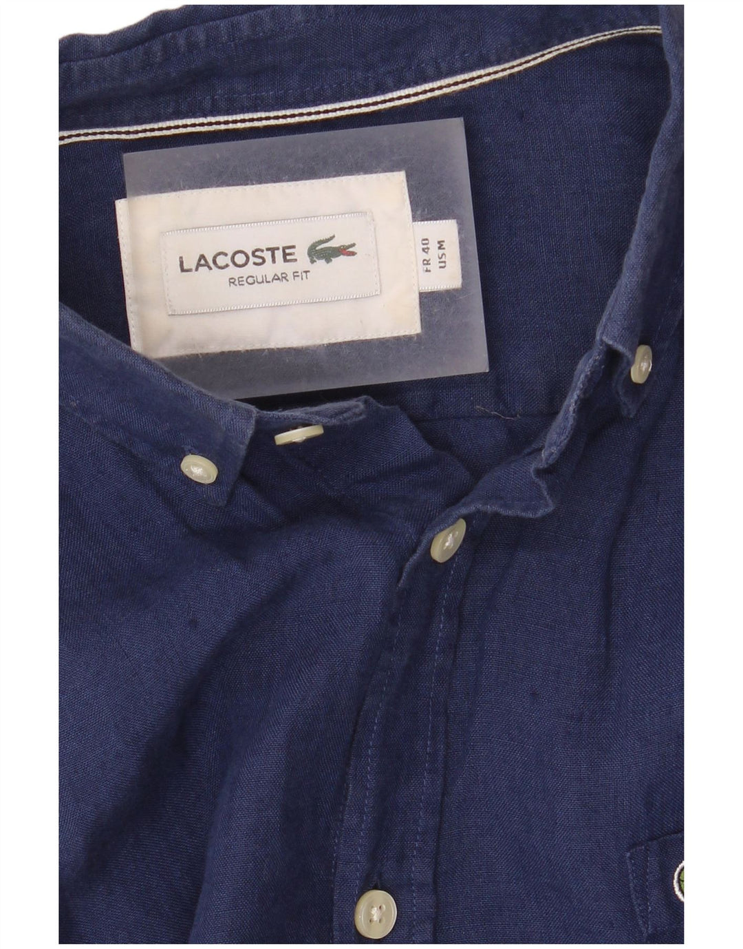 Lacoste Chemise à manches courtes pour hommes, coupe régulière, taille 40, bleu marine moyen