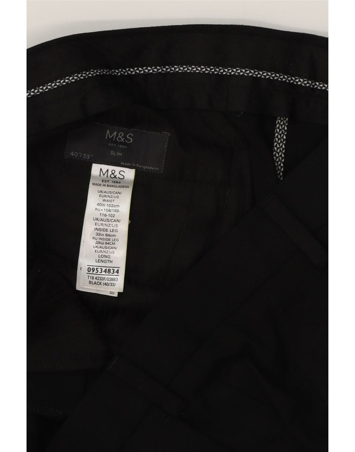 MARKS & SPENCER Pantalon Chino Slim Homme W40 L33 Noir Polyester