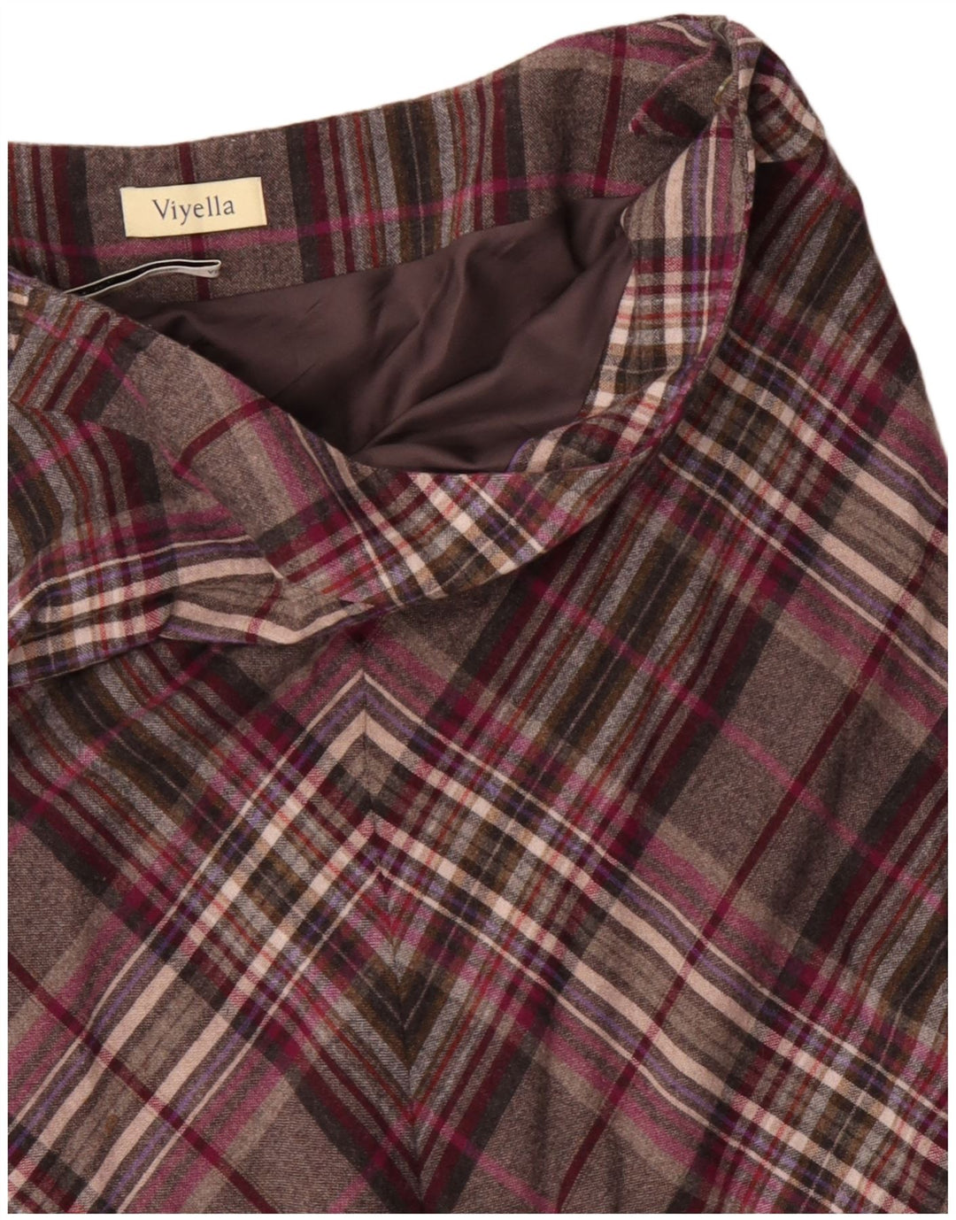 VIYELLA Jupe trapèze pour femme UK 16 Large W36 Laine à carreaux gris