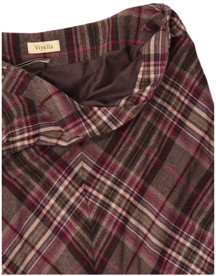 VIYELLA Jupe trapèze pour femme UK 16 Large W36 Laine à carreaux gris