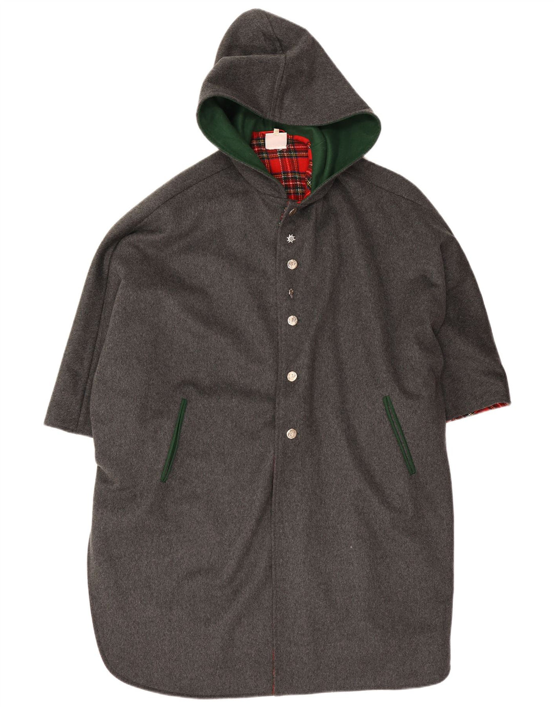 manteau poncho à capuche vintage femme taille unique gris