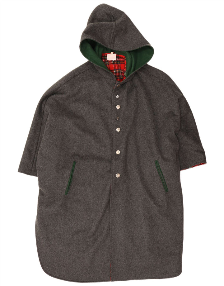 manteau poncho à capuche vintage femme taille unique gris