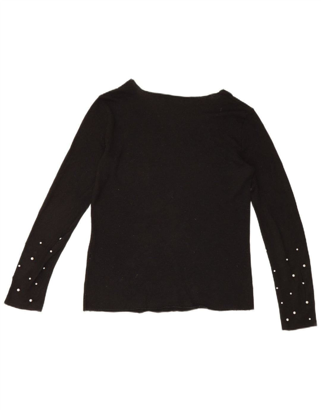 Zara Femme Top Manches Longues UK 14 Moyen Noir