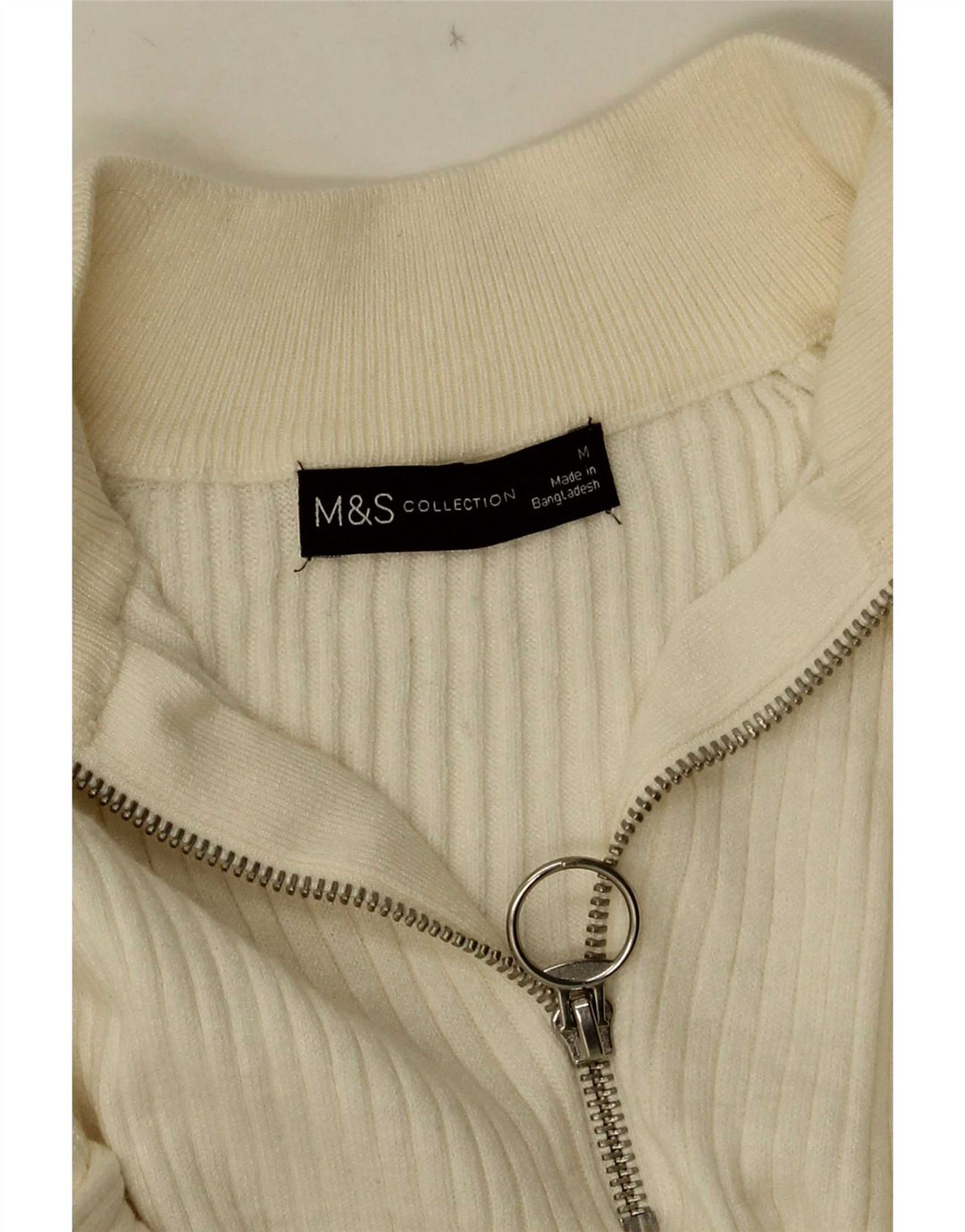 Marks & Spencer Pull à col zippé pour femme UK 14 Medium Off White