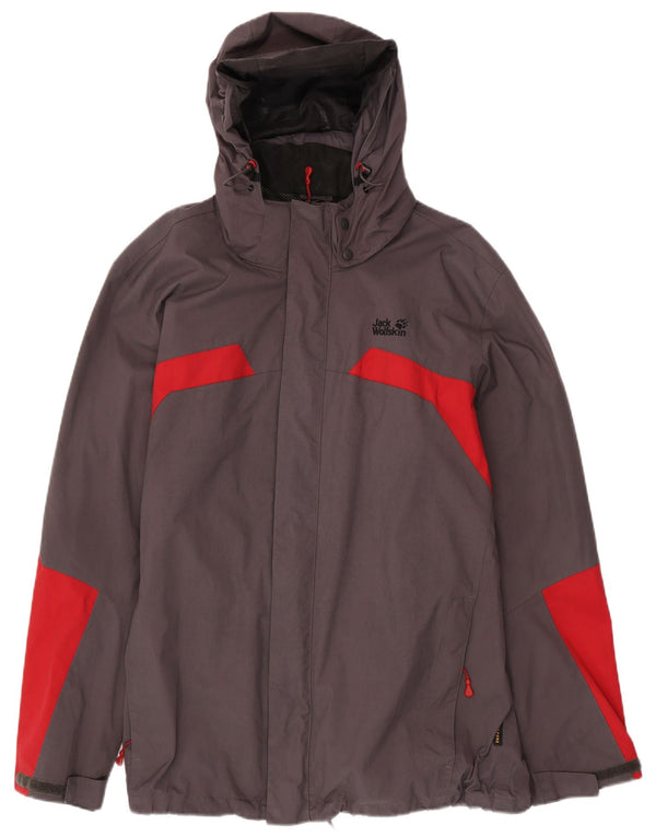 JACK WOLFSKIN Veste de pluie à capuche pour homme UK 48 2XL Gris Colorblock Polyamide