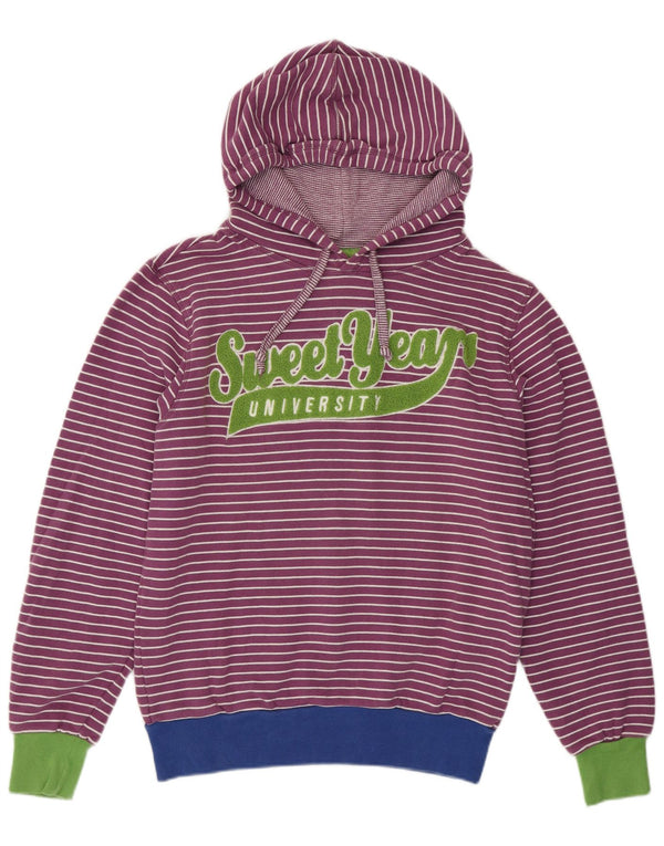 Sweet Years Pull à capuche graphique pour femme UK 14 Coton rayé violet moyen