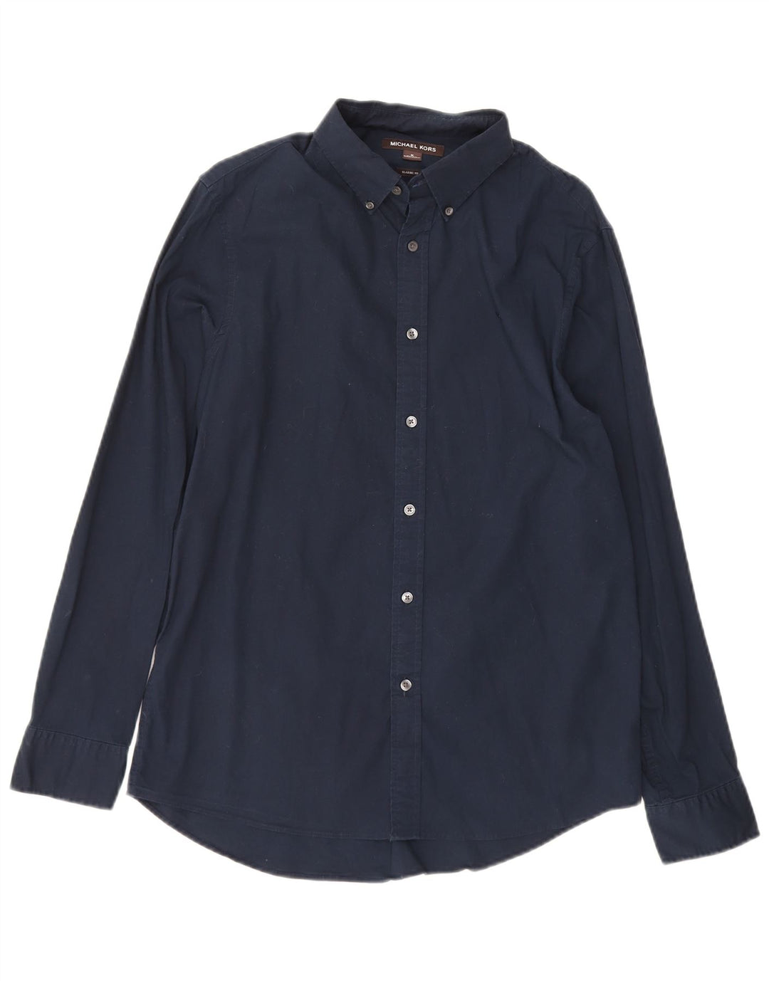 MICHAEL KORS Mens Classic Fit Shirt Medium Navy Blue Cotton