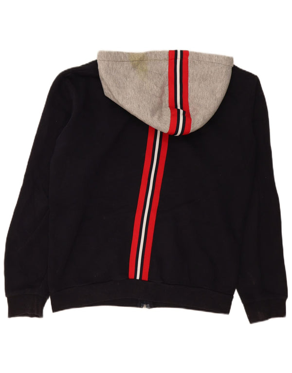 Zara Pull à capuche zippé pour homme en coton color block bleu marine grand