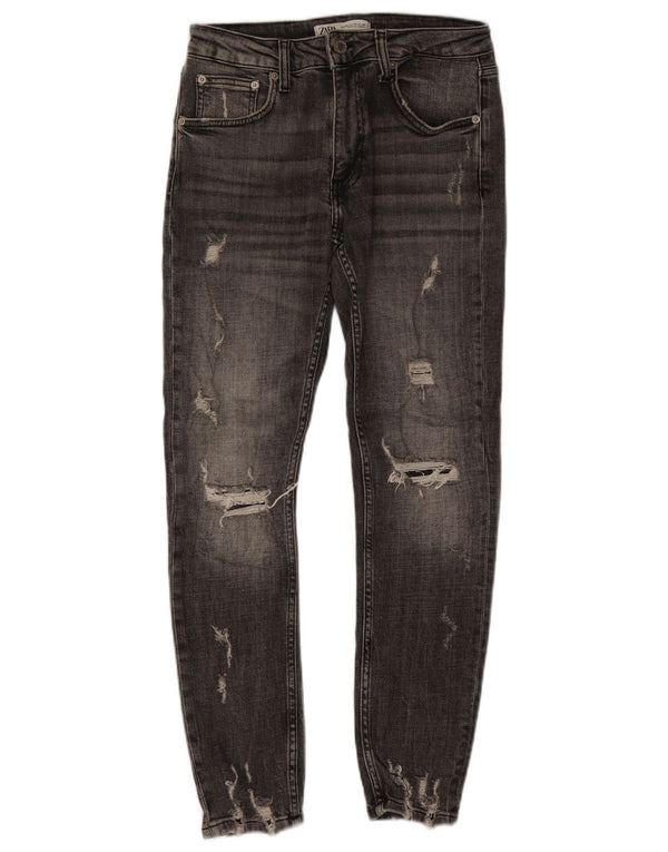 Zara Jean skinny vieilli pour homme EU 38 Small W30 L27 Gris Coton