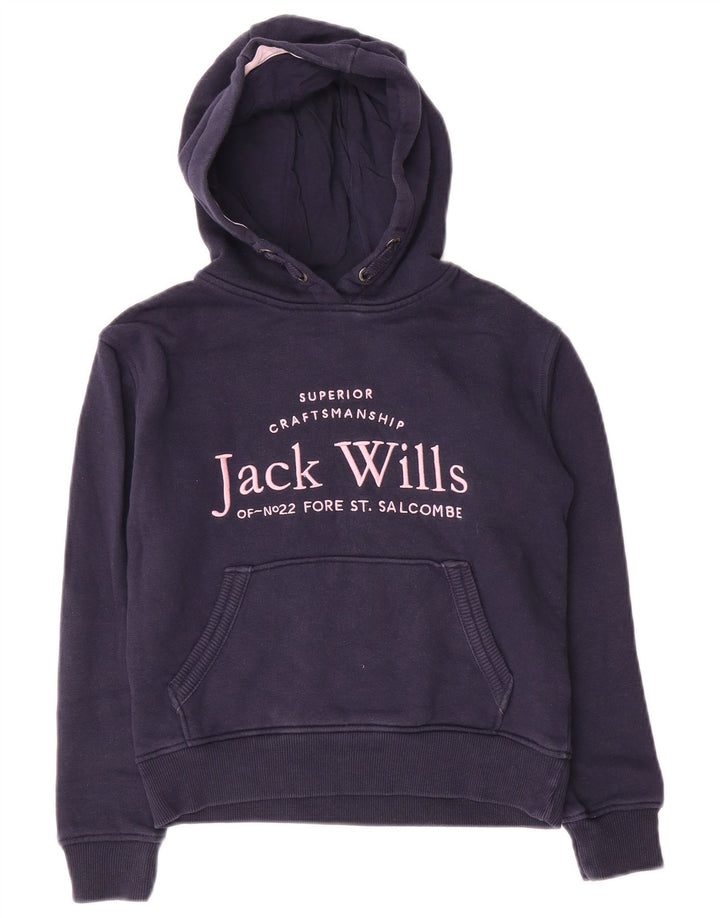 JACK WILLS Pull à capuche graphique fille 8-9 ans en coton bleu marine