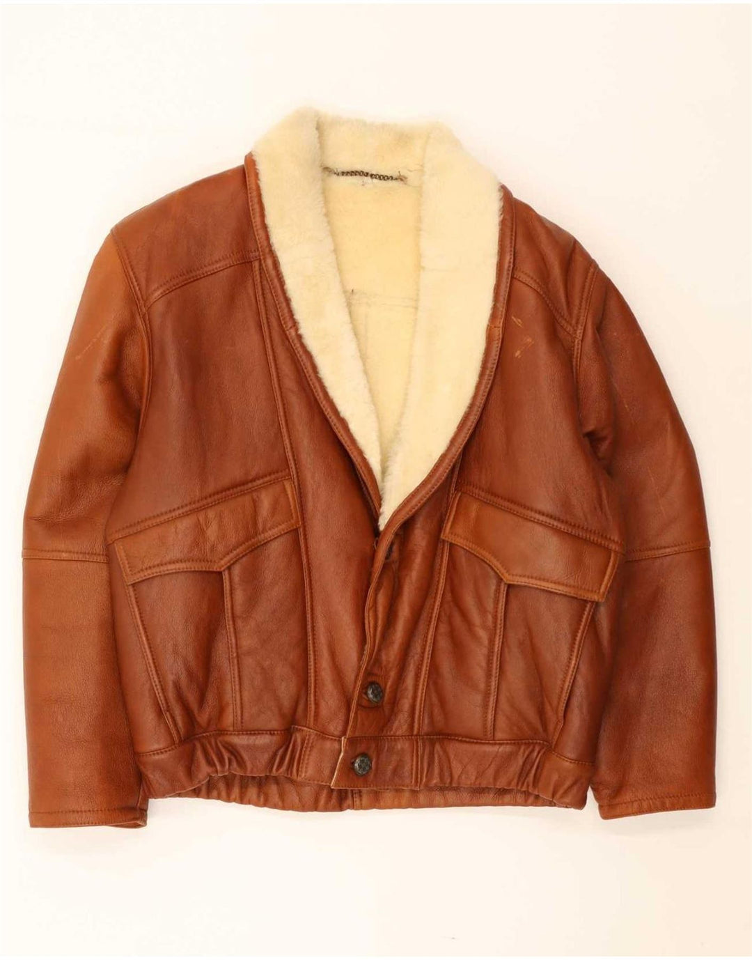 veste en peau de mouton vintage pour homme UK 40 Grande peau de mouton brune