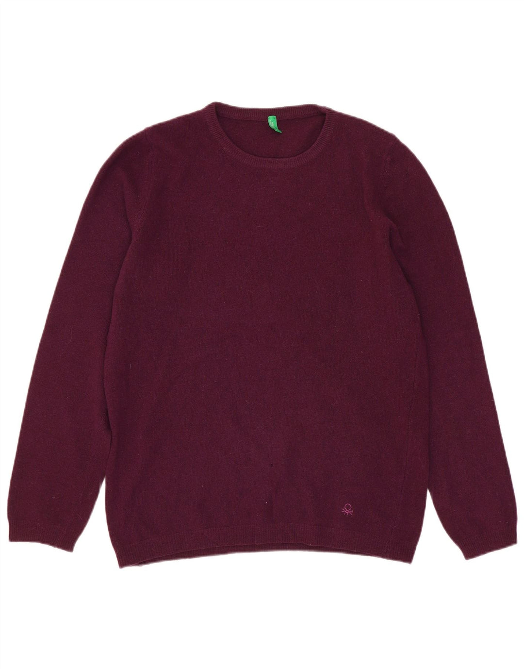 Benetton Pull ras du cou pour femme UK 14 Laine bordeaux moyen