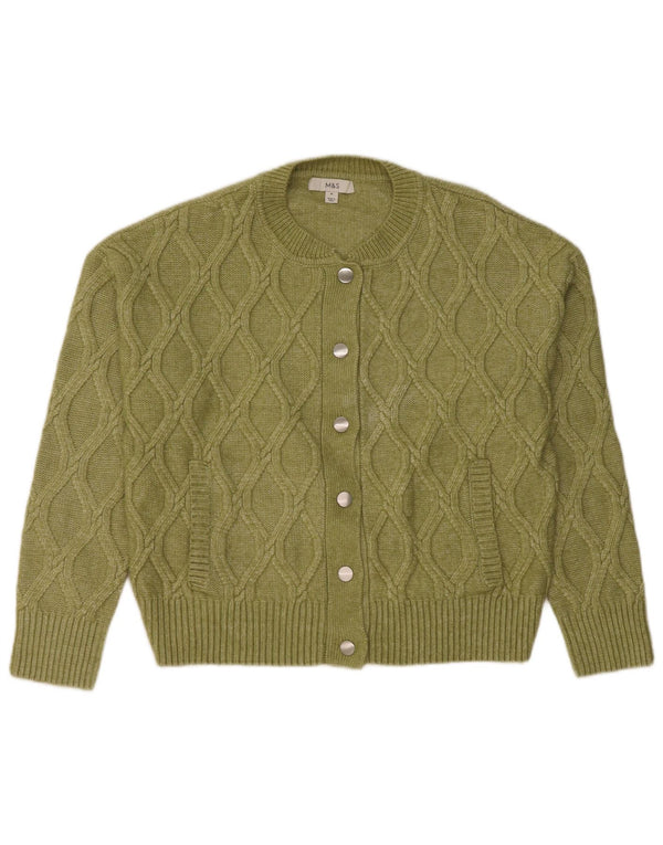Marks & Spencer Pull Cardigan Femme UK 14 Polyester Vert Moyen
