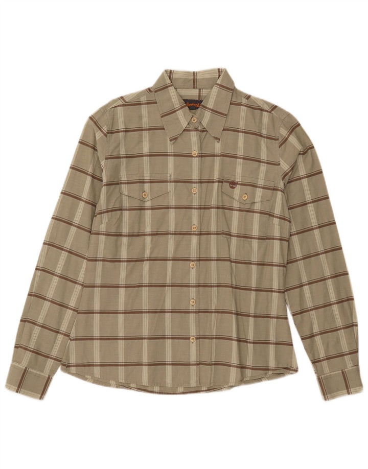 Timberland Chemise Femme UK 14 Coton à Carreaux Kaki Moyen