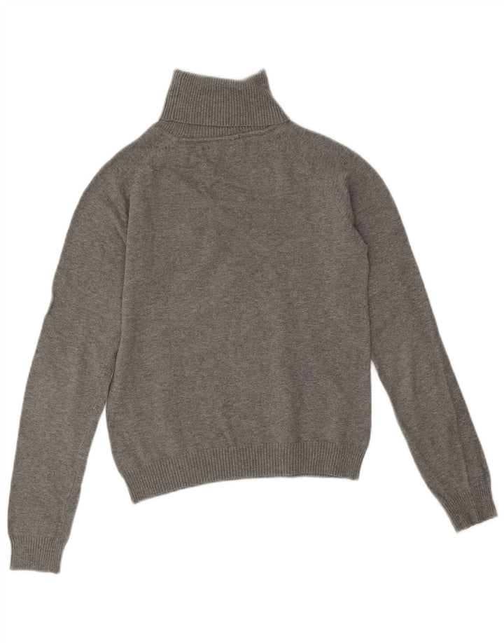Zara Pull court à col roulé pour femme UK 12 Gris moyen Coton