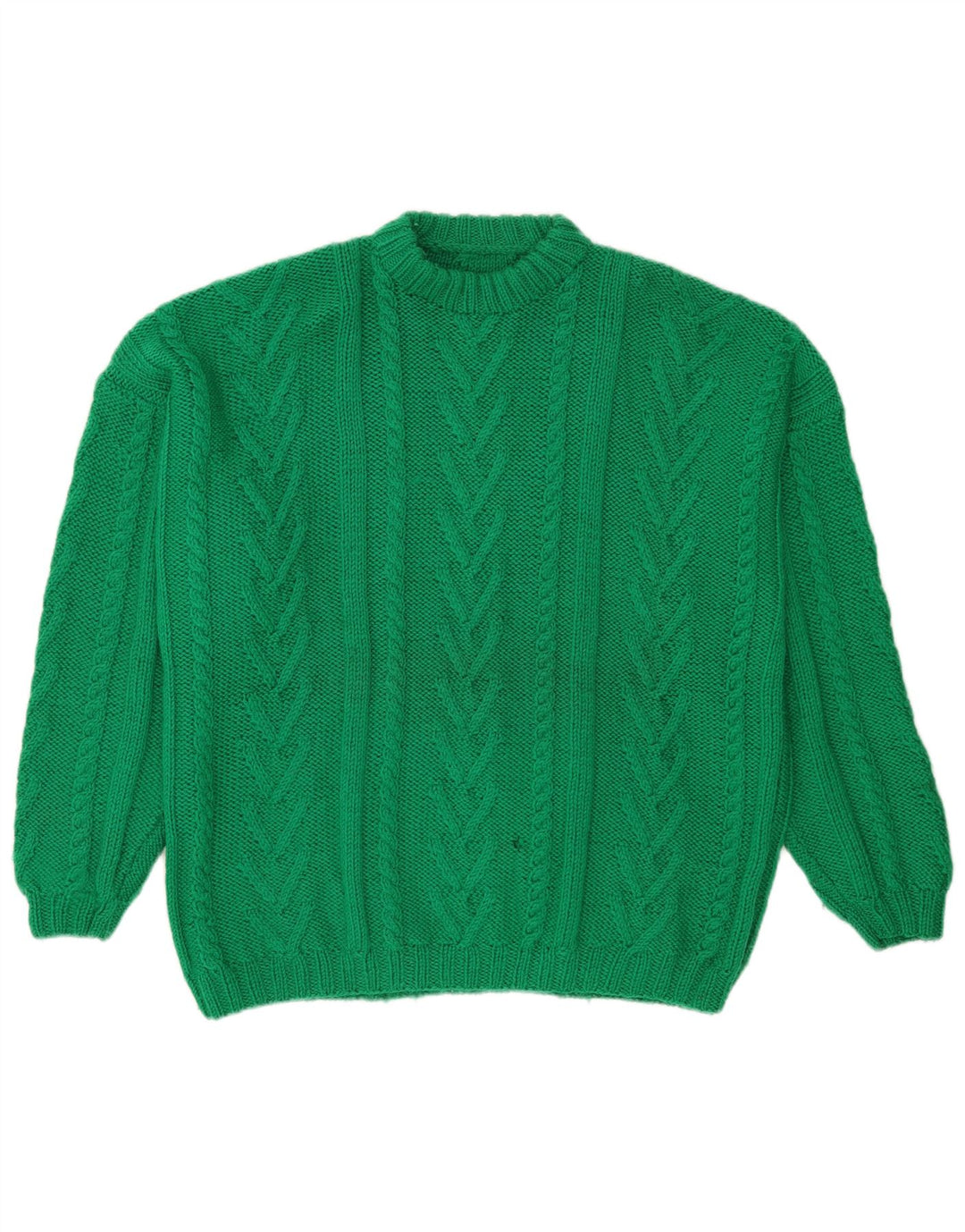 vintage Mens Crew Neck Jumper Pull Grand Vert