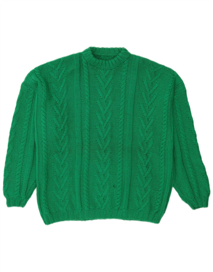vintage Mens Crew Neck Jumper Pull Grand Vert