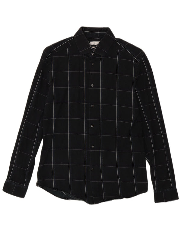 Reiss Chemise Slim Fit en Flanelle Homme Noir à Carreaux en Coton