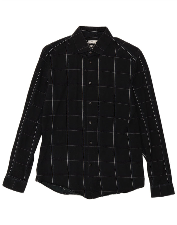Reiss Chemise Slim Fit en Flanelle Homme Noir à Carreaux en Coton