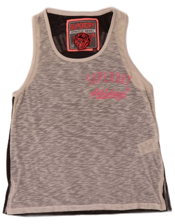 Superdry Débardeur Graphique Femme UK 10 Petit Gris Colorblock Polyester