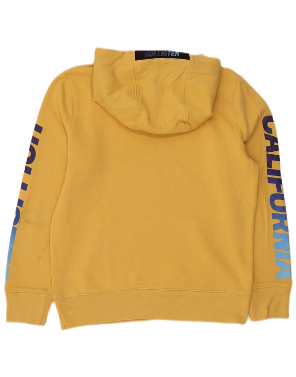 HOLLISTER Mens Graphic Loose Fit Hoodie Jumper XS Yellow Cotton