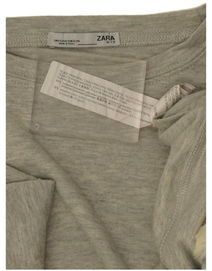Zara Femme Haut Oversize Manches 3/4 UK 10 Petit Gris Colorblock Polyester