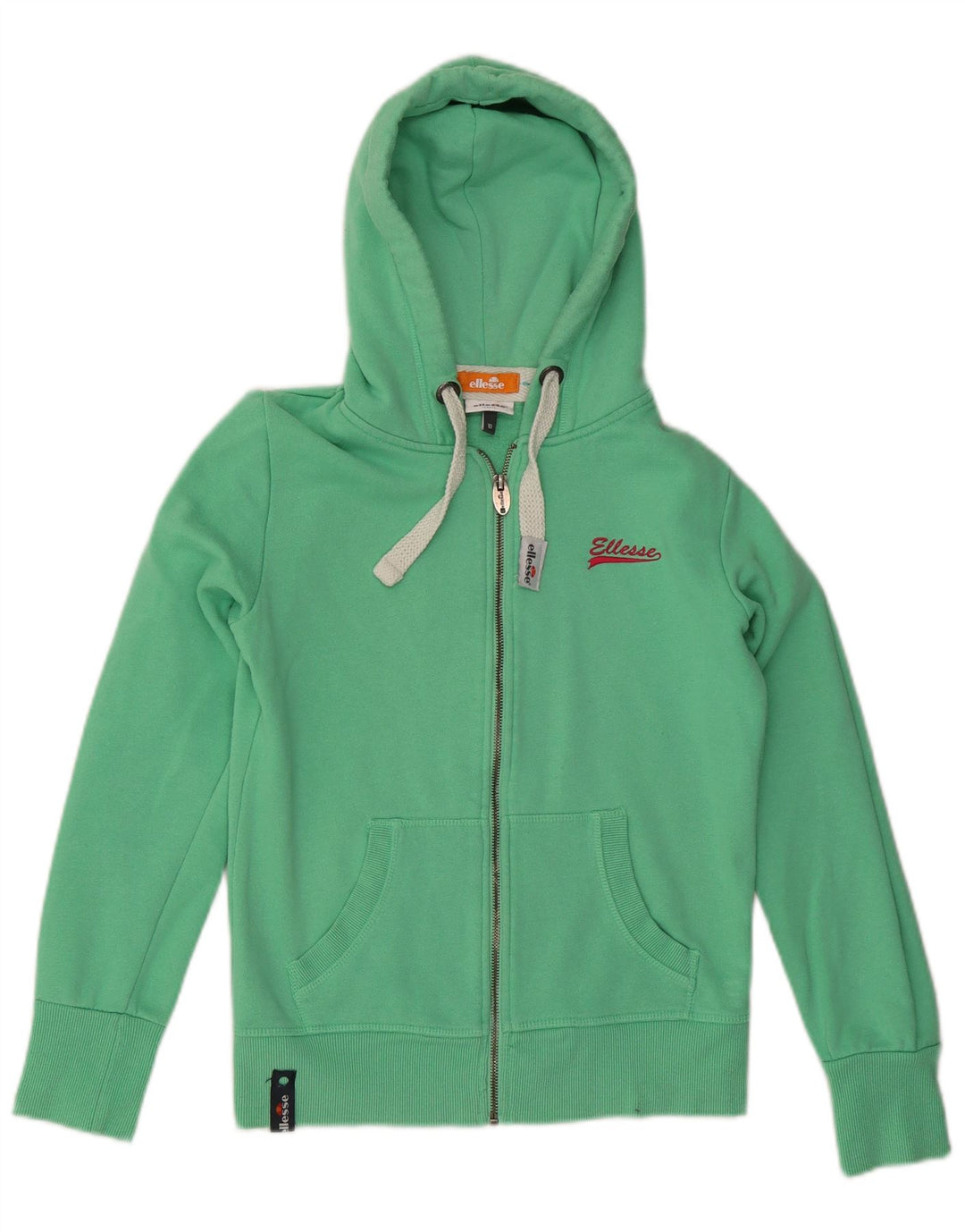 ELLESSE Pull à capuche zippé pour femme UK 10 Petit coton vert