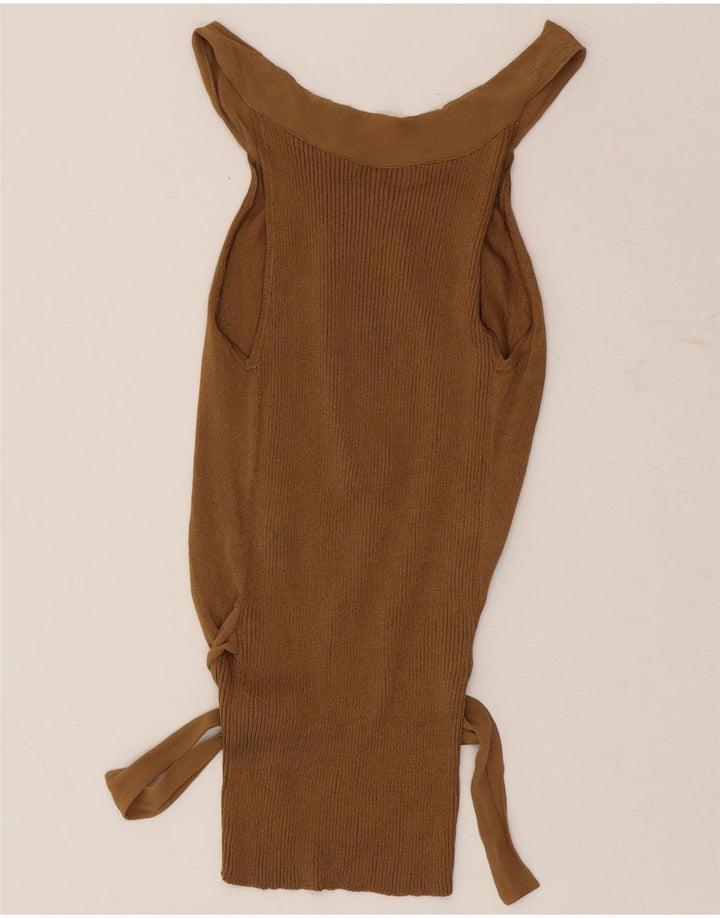 Massimo Dutti Haut à épaules dénudées pour femme UK 14 Large Marron Viscose