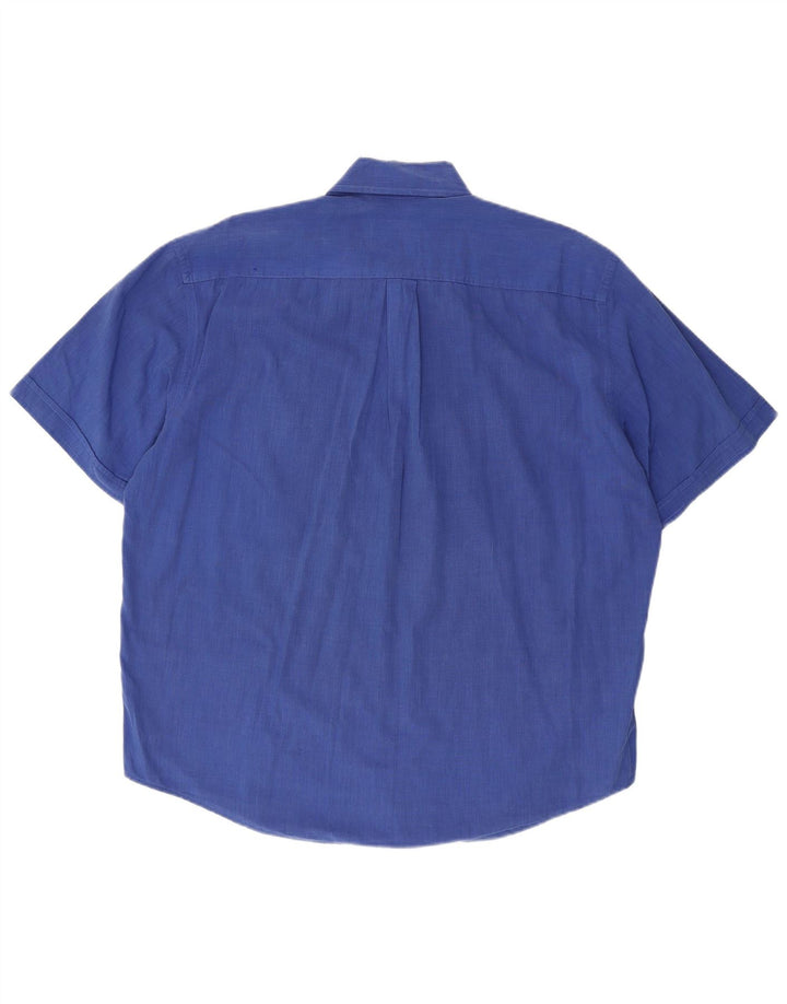 Sergio Tacchini Chemise à manches courtes pour hommes en coton bleu moyen