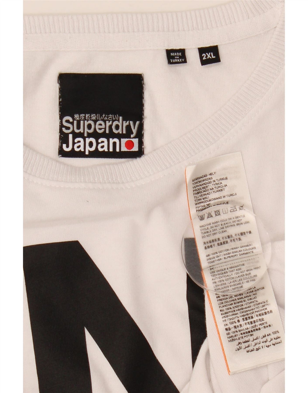 Superdry Haut Graphique à Manches Longues 2XL Homme Blanc Coton