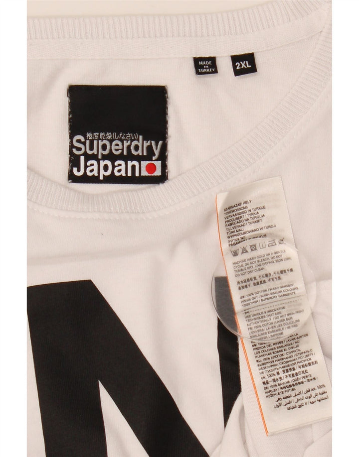 Superdry Haut Graphique à Manches Longues 2XL Homme Blanc Coton