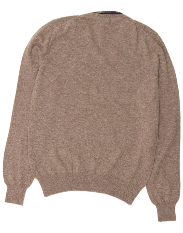 Fred Perry Pull col V pour homme XL en laine mouchetée marron