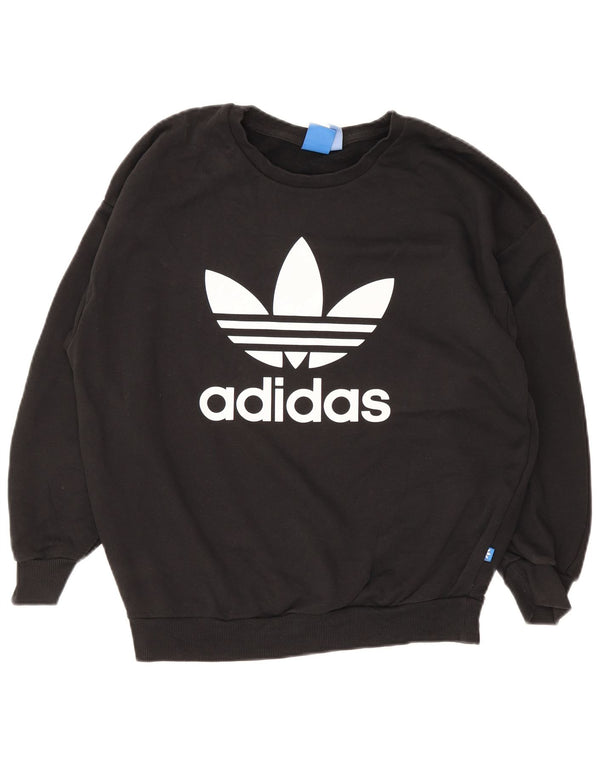 Adidas Sweat-shirt surdimensionné graphique pour femme UK 10 Petit coton noir