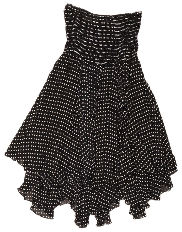 Robe bustier asymétrique femme vintage UK 18 XL Viscose à pois noirs