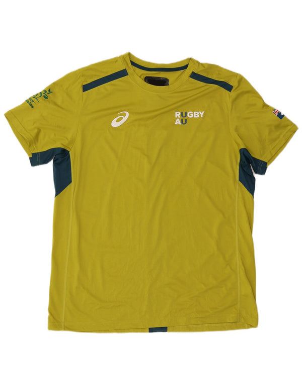 Asics T-shirt graphique pour hommes 2XL Jaune Colorblock Polyester