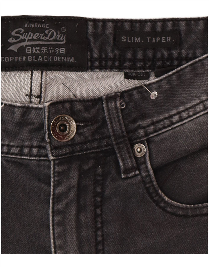 Superdry Jean Slim Tapered W30 L30 Homme Gris Coton