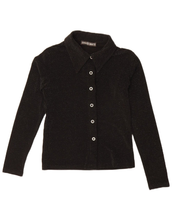Vintage Womens Shirt Blouse UK 8 Small Black Polyester