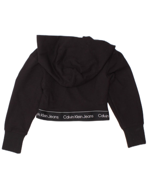 Calvin Klein Pull à capuche court graphique pour fille 3-4 ans Noir Viscose