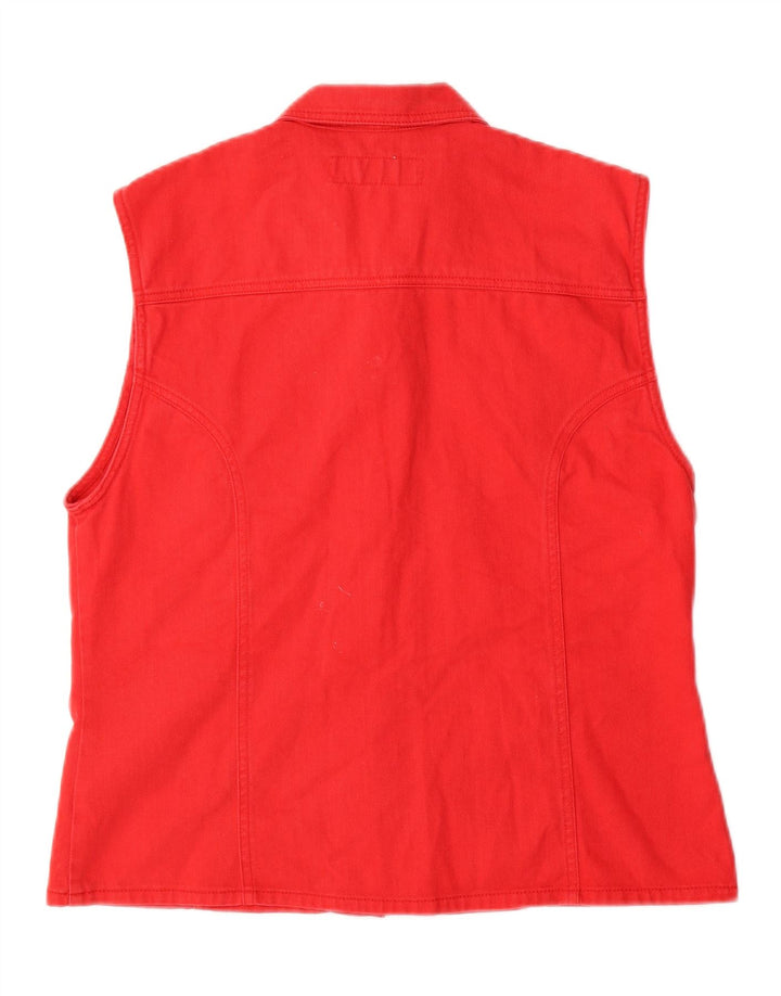 vintage Femme Denim Gilet UK 16 Grand Coton Rouge