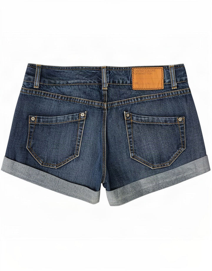 Benetton Short En Jean Femme IT 42 Medium W30 Bleu Coton