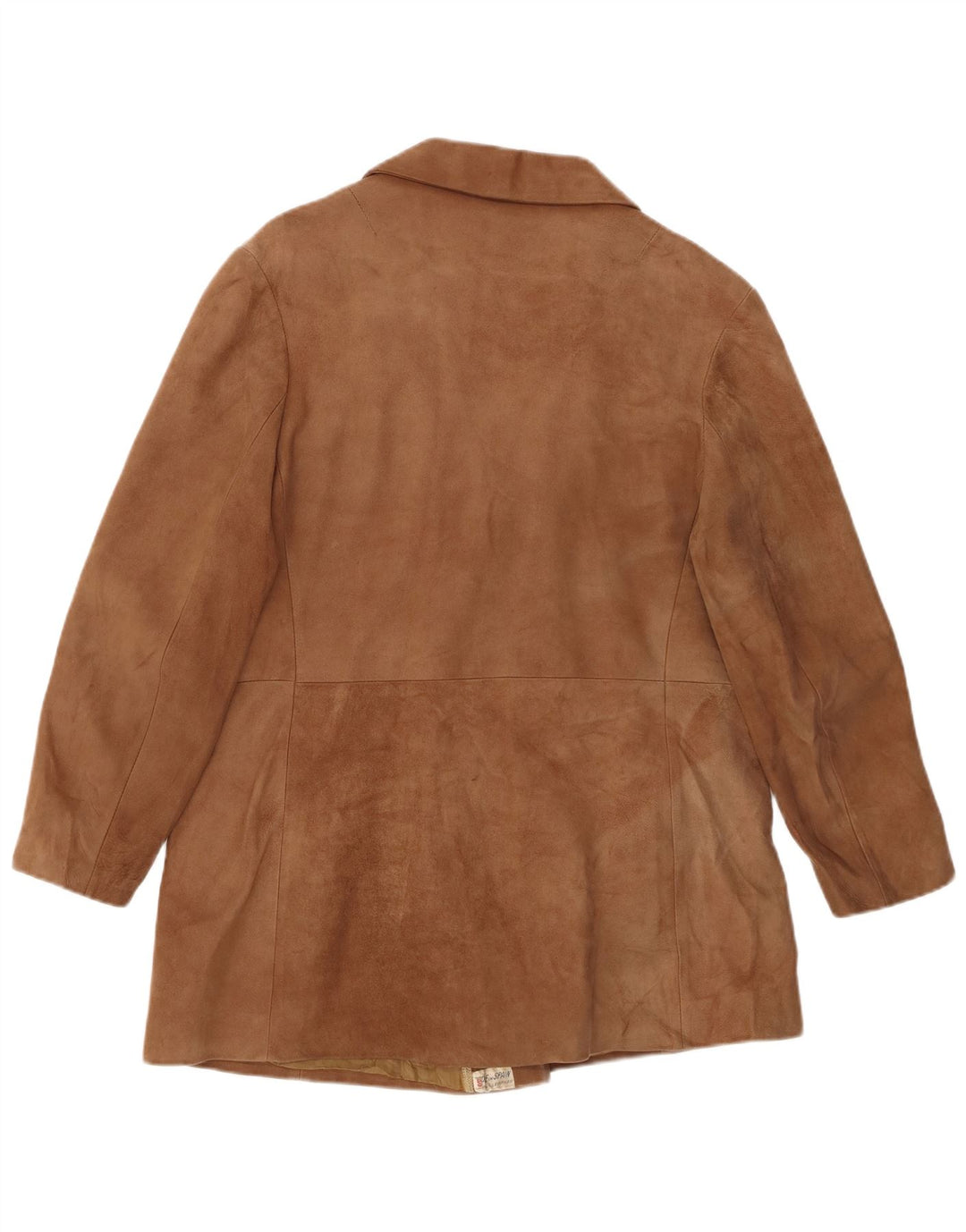 VINTAGE Femme Daim Double Breasted Manteau EU 50 3XL Cuir Marron