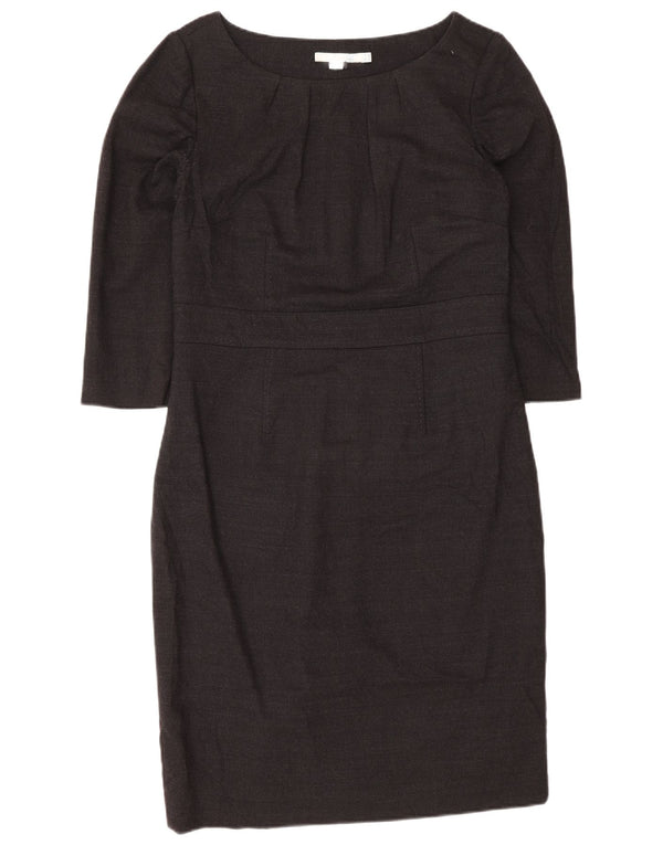 Robe fourreau régulière à manches 3/4 Boden pour femme UK 42 laine gris moyen