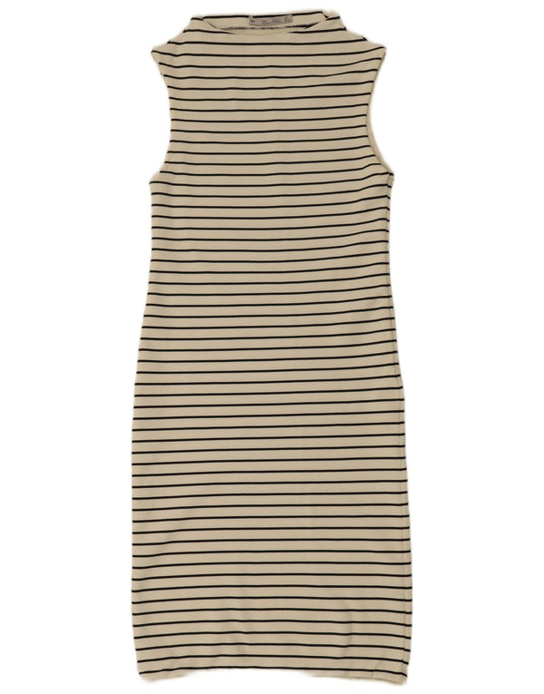 Zara Womens Sleeveless Maxi Dress UK 10 Small White Striped Polyester